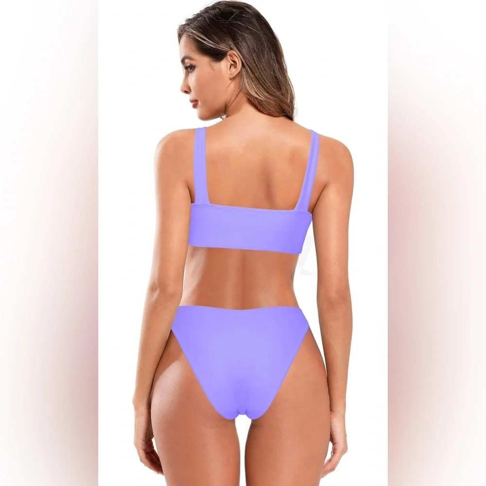 SHEKINI Bandeau Women's Wide Shoulder Straps Bikini Top Low Waist Bikini Bottom - Picture 2 of 5